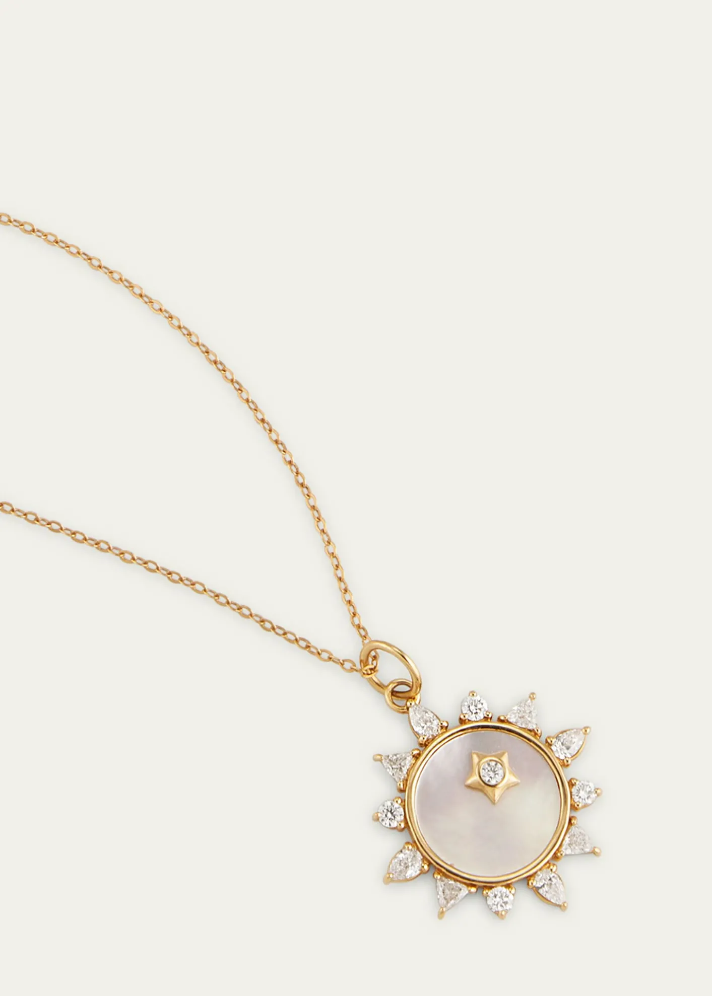 Monica Rich KosannMother of Pearl Diamond "Happiness" Sun Charm Necklace