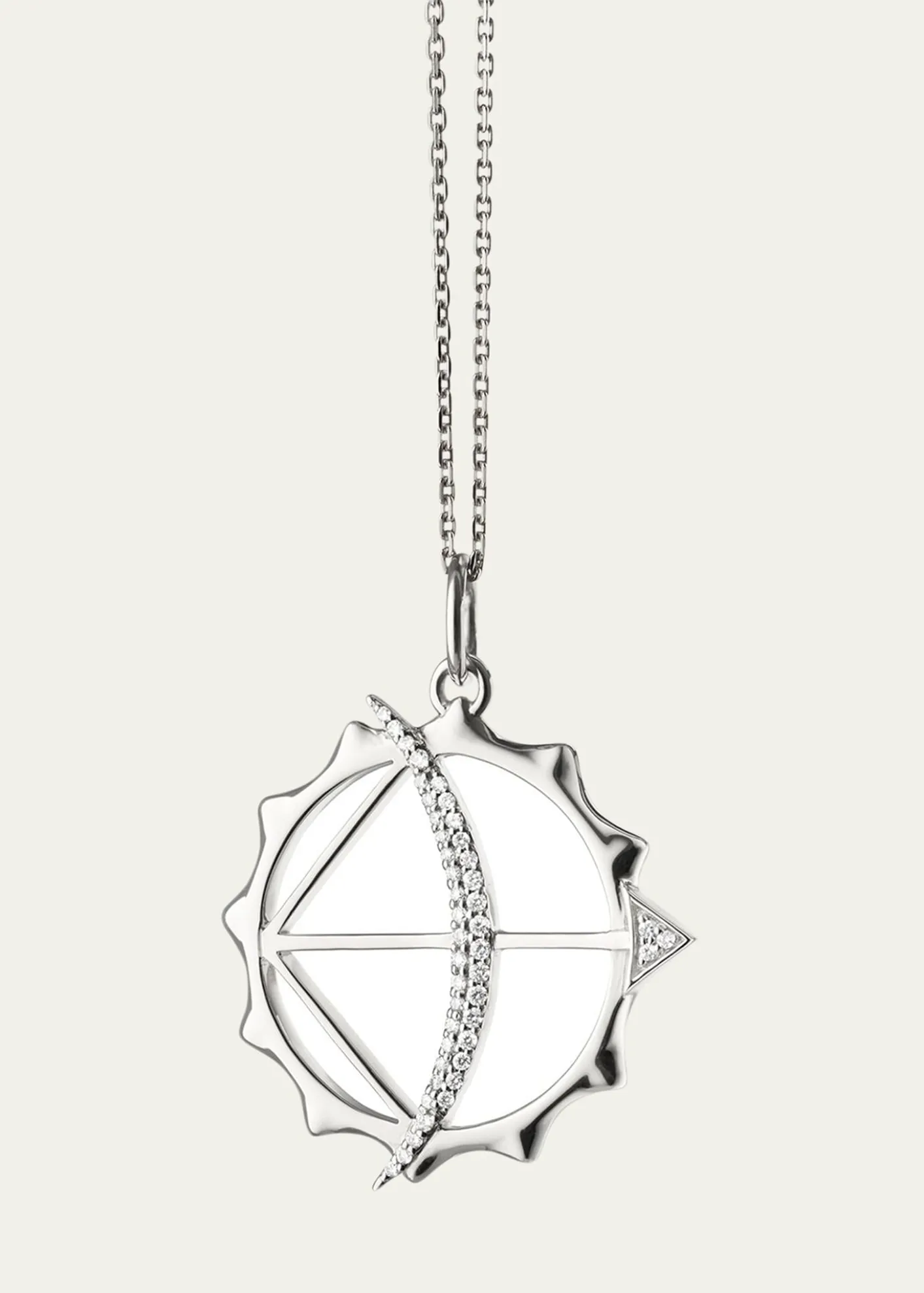 Monica Rich KosannSterling Silver Large Apollo Strength Charm Necklace with White Sapphires