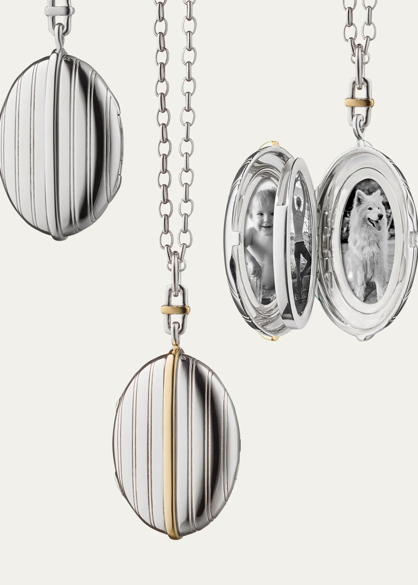 Monica Rich KosannTwo-Tone Four Image Pinstripe Locket