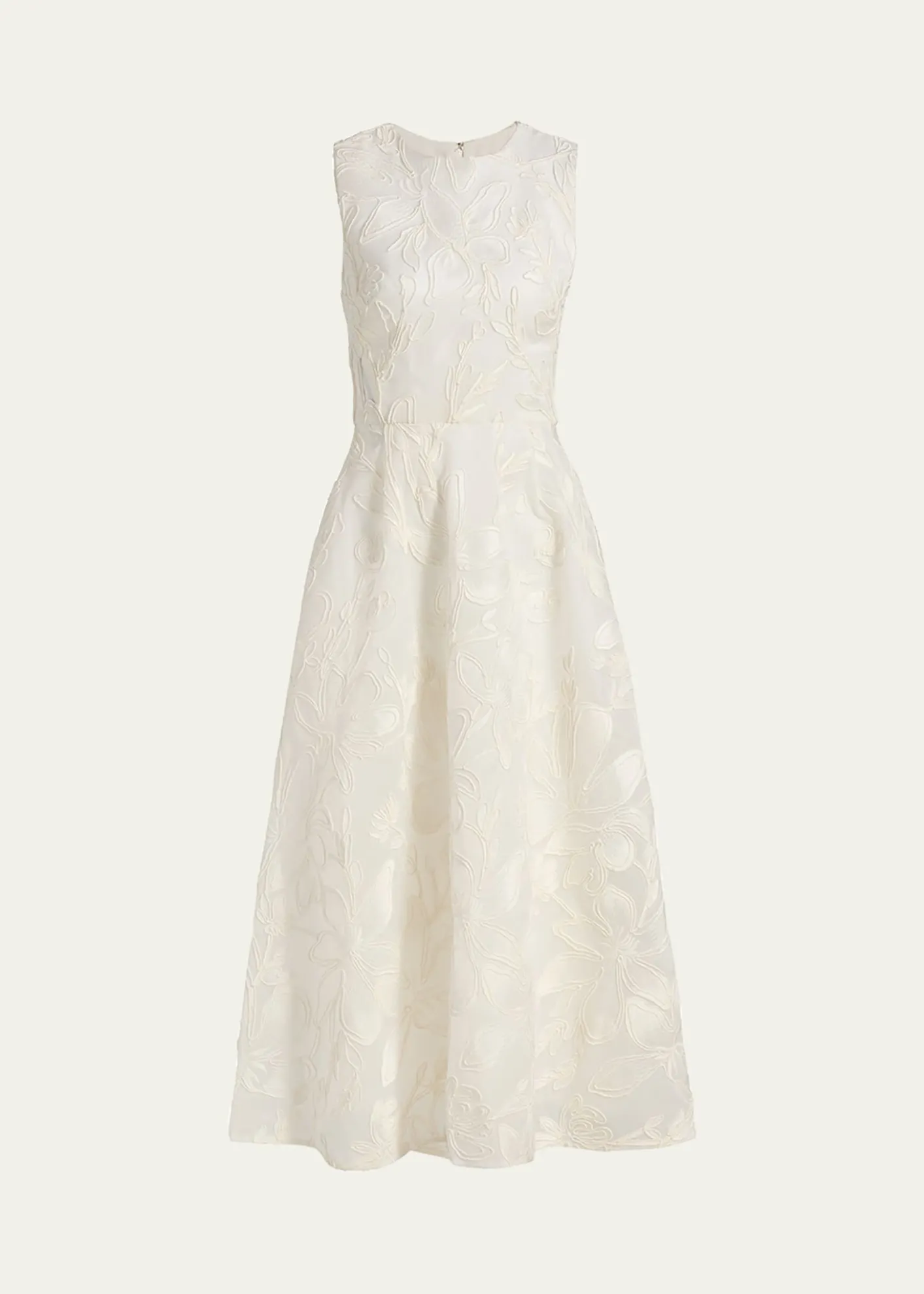 Monique LhuillierFloral Cord Embroidered Organza Midi Dress