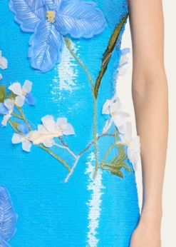Monique LhuillierStrapless Iris Applique Sequined Gown