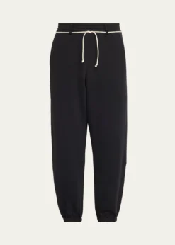 MORDECAIMen's Fleece Stripe-Trim Drawcord Joggers