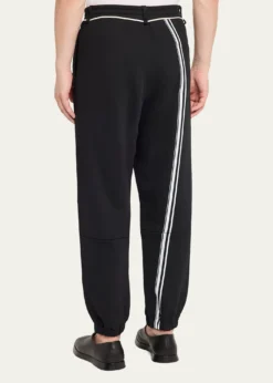 MORDECAIMen's Fleece Stripe-Trim Drawcord Joggers
