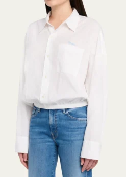 MOTHERThe Scrunchie Frenchie Cropped Button-Front Shirt
