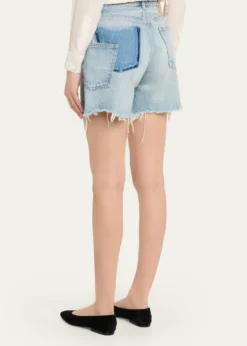 MOUSSY VINTAGEDistressed Denim Mid-Rise Shorts