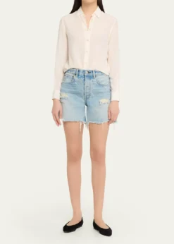 MOUSSY VINTAGEDistressed Denim Mid-Rise Shorts