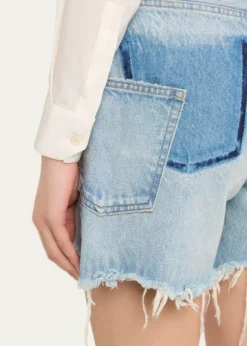 MOUSSY VINTAGEDistressed Denim Mid-Rise Shorts
