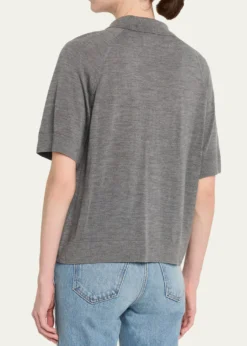 NACKIYECashmere-Silk Polo Knit Top