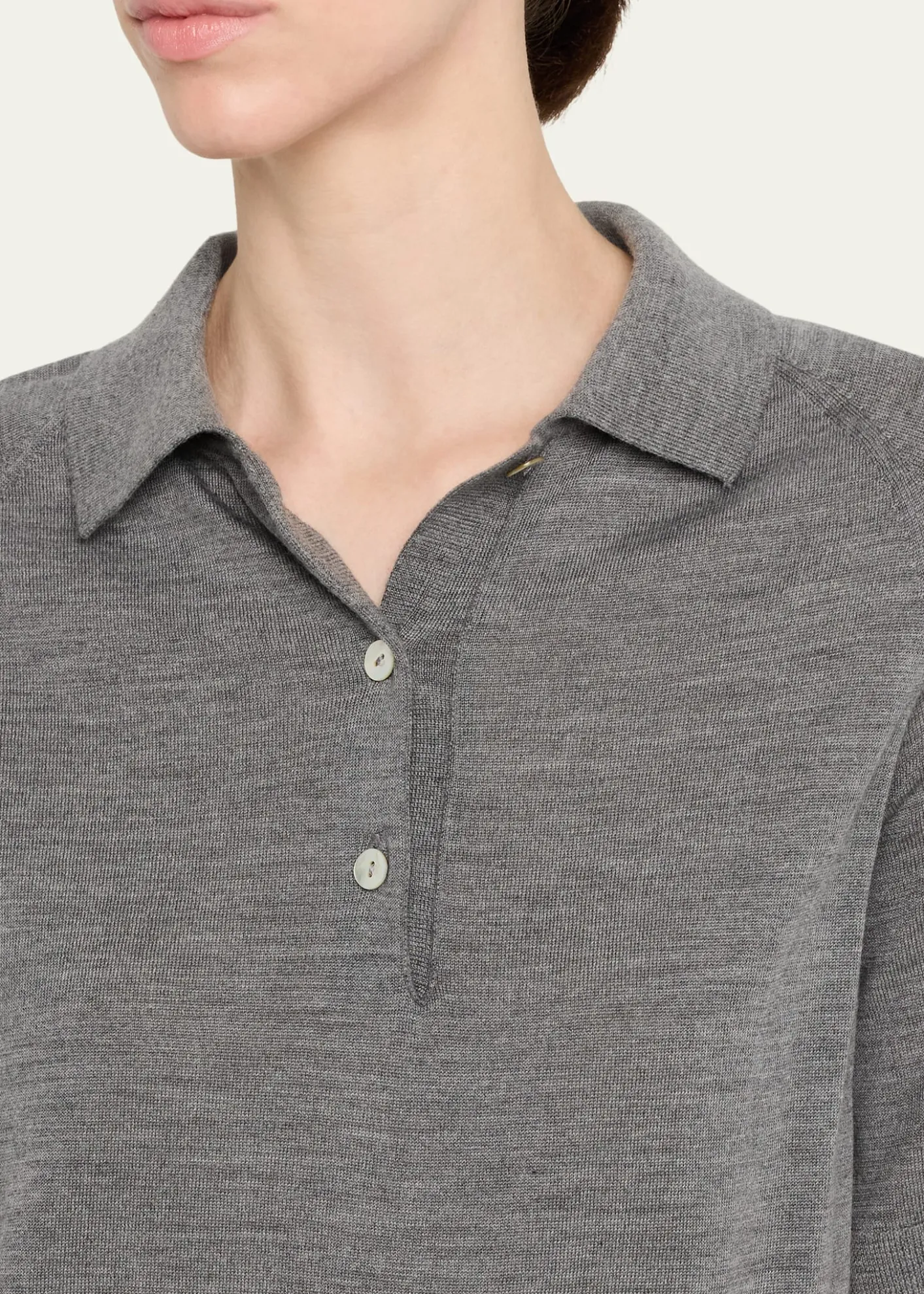 NACKIYECashmere-Silk Polo Knit Top