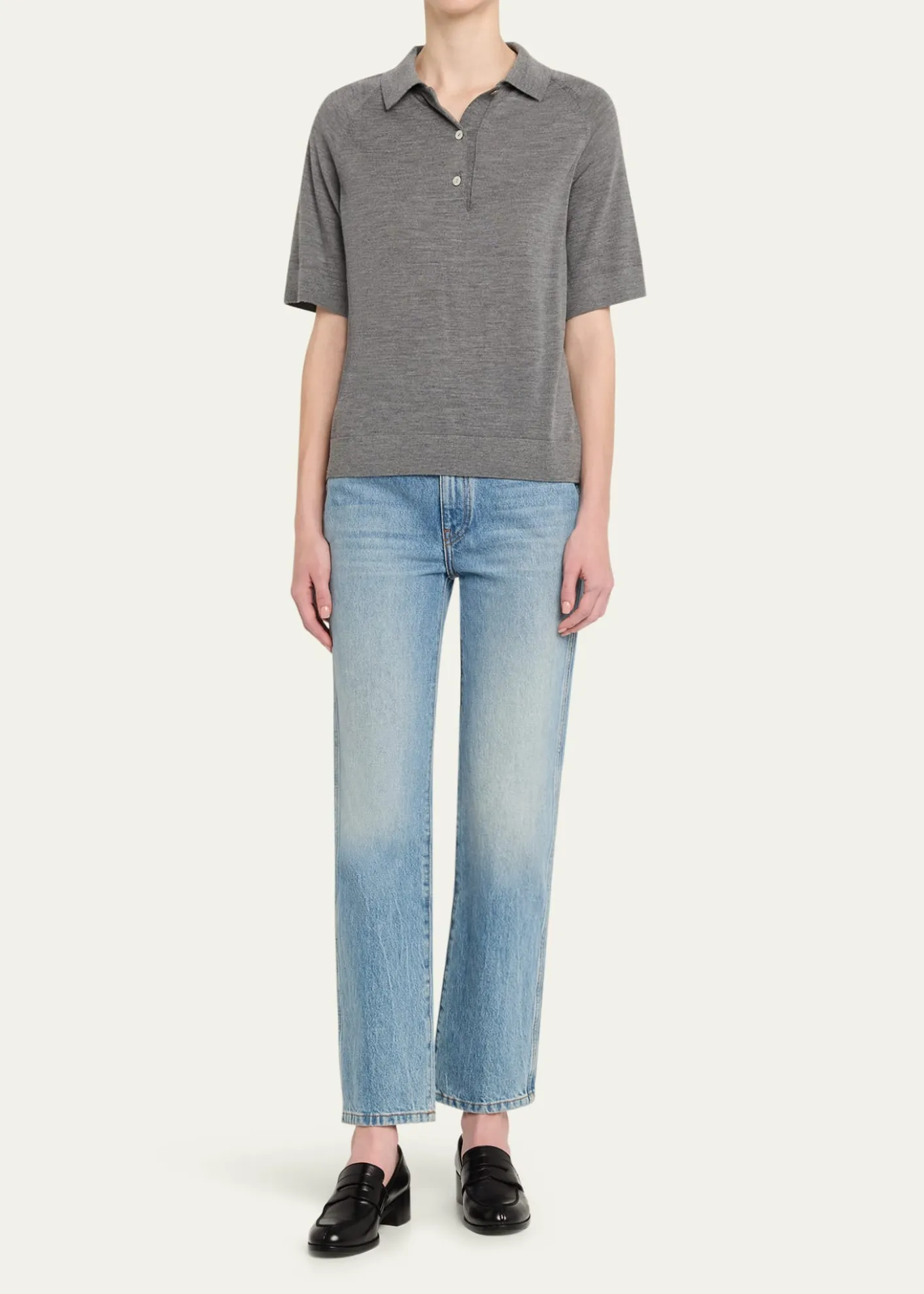 NACKIYECashmere-Silk Polo Knit Top