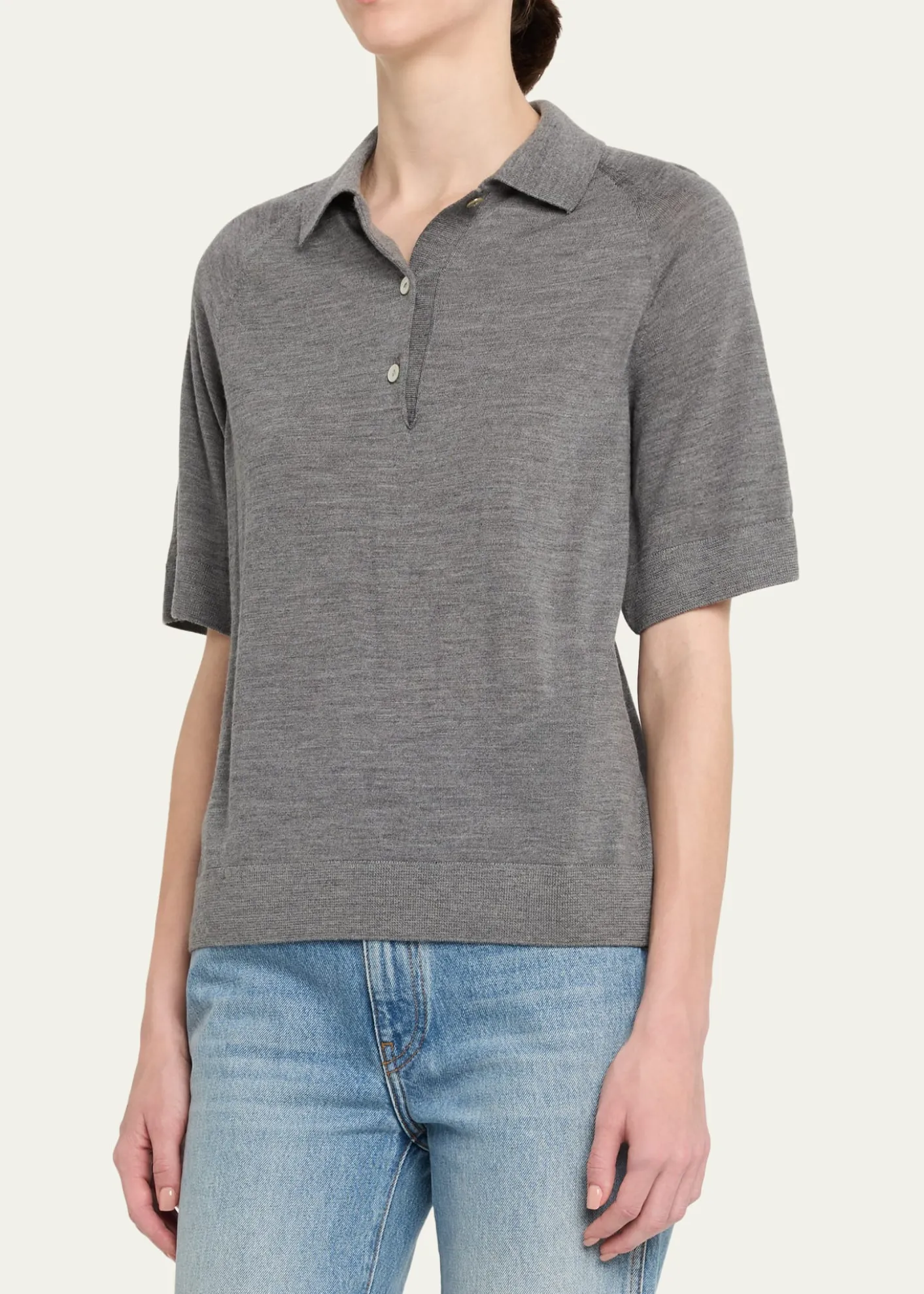 NACKIYECashmere-Silk Polo Knit Top