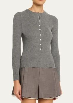 NACKIYEInsider Wool Rib Henley Top