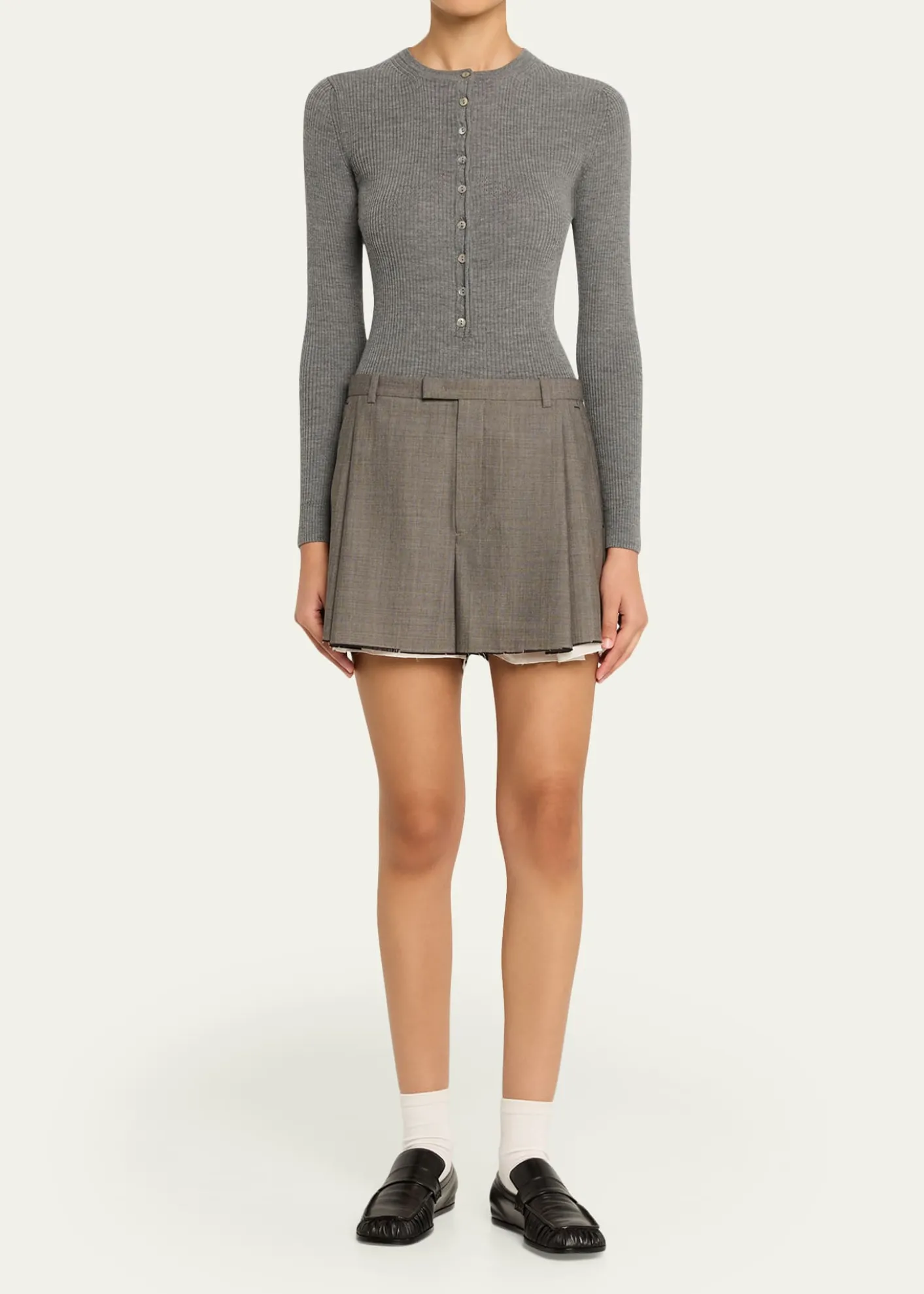 NACKIYEInsider Wool Rib Henley Top