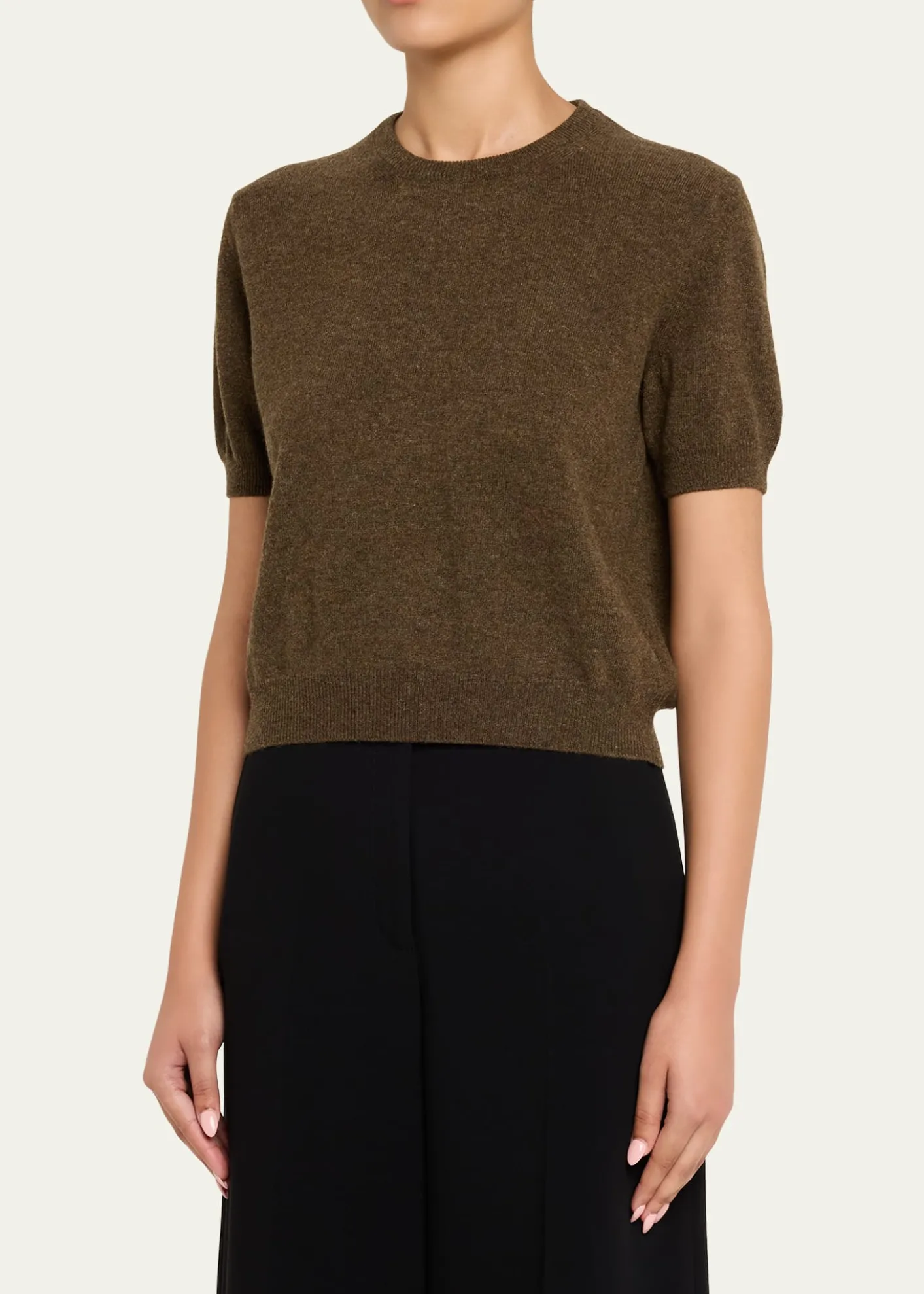 NACKIYEPearl Cashmere Short-Sleeve Sweater