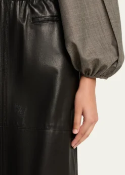 NACKIYERunway Leather Midi Skirt