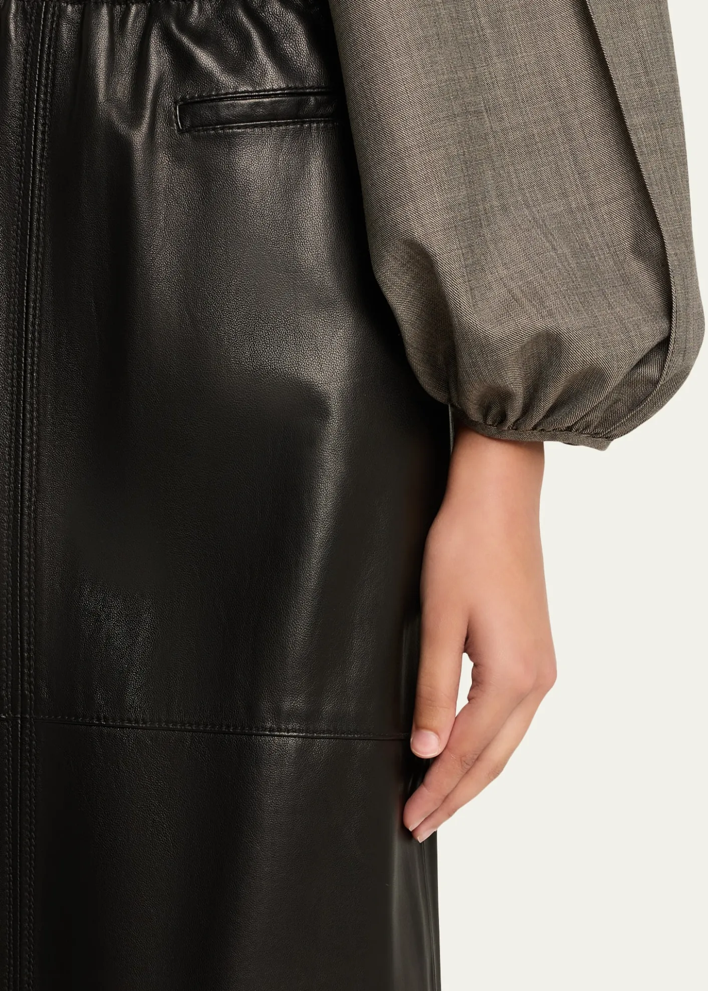 NACKIYERunway Leather Midi Skirt