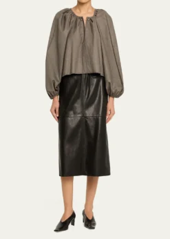 NACKIYERunway Leather Midi Skirt