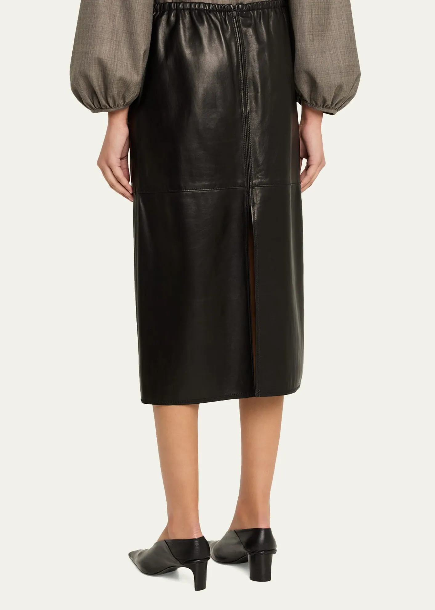 NACKIYERunway Leather Midi Skirt
