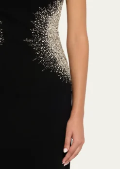Naeem KhanCrystal Embellished Short-Sleeve Midi Dress
