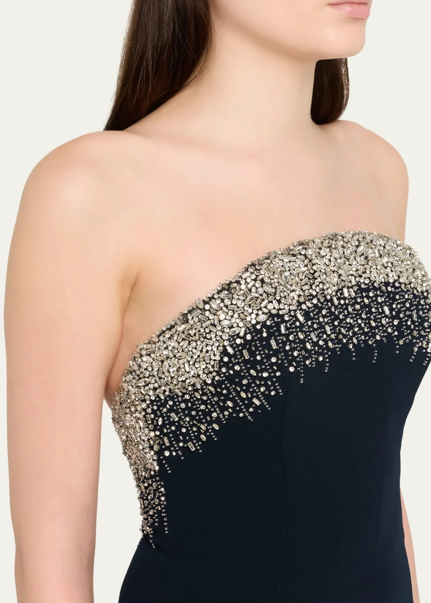 Naeem KhanCrystal Embroidered Strapless Trumpet Gown