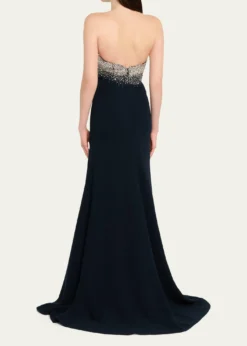 Naeem KhanCrystal Embroidered Strapless Trumpet Gown
