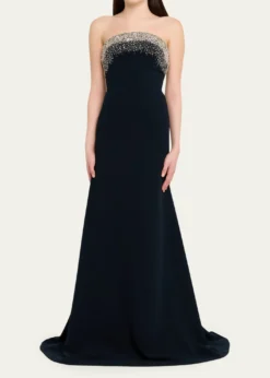Naeem KhanCrystal Embroidered Strapless Trumpet Gown