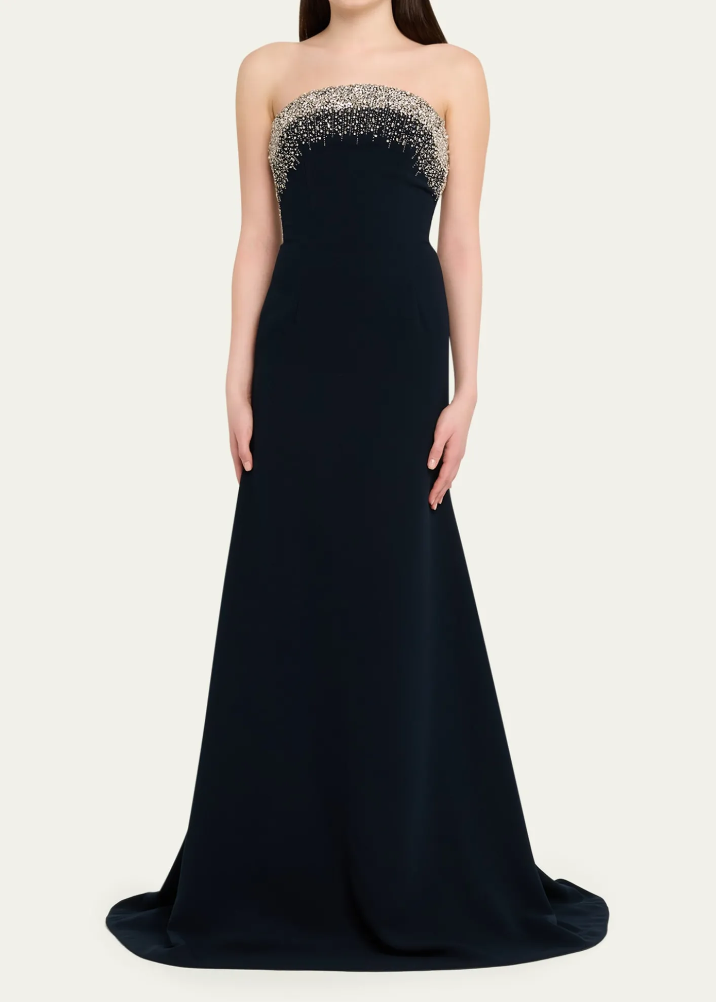 Naeem KhanCrystal Embroidered Strapless Trumpet Gown