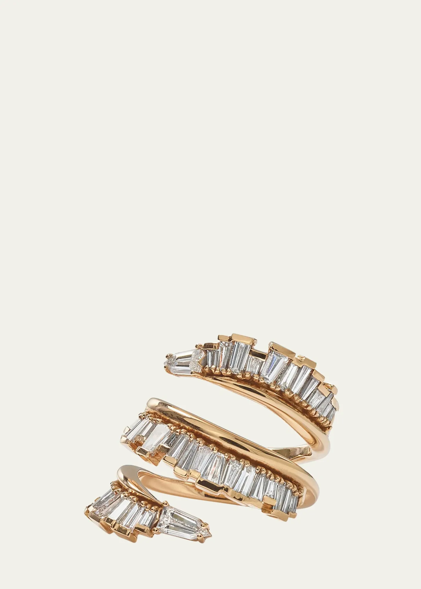 Nak Armstrong20K Recycled Rose Gold Triple Ruched Coil Diamond Ring, Size 6.75