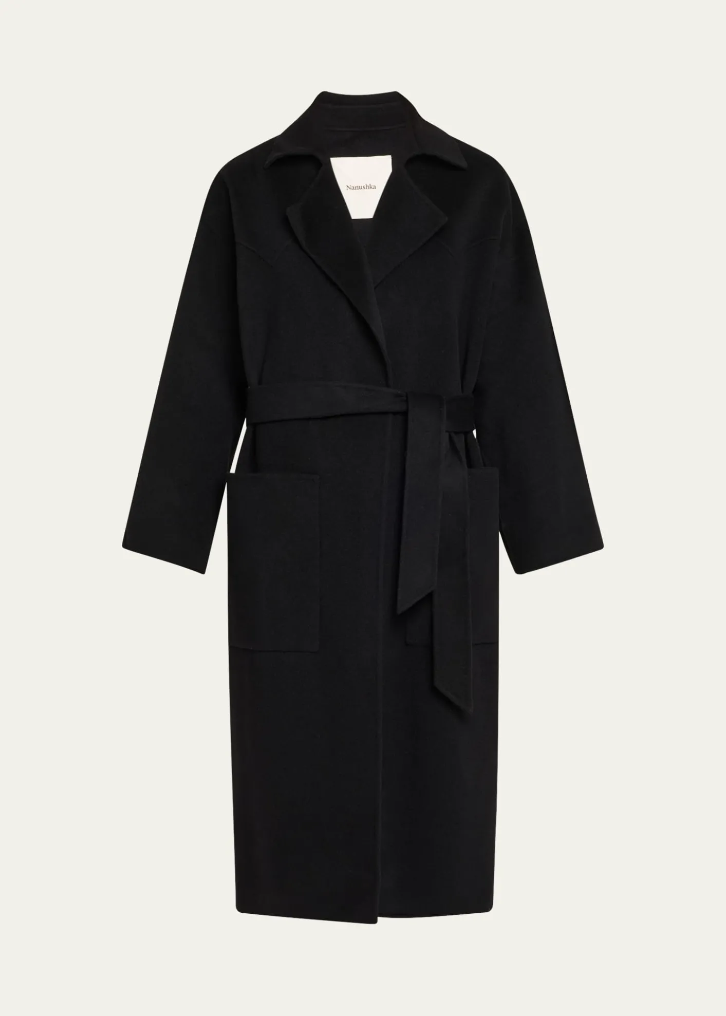 NanushkaAlamo Wool-Blend Long Wrap Coat