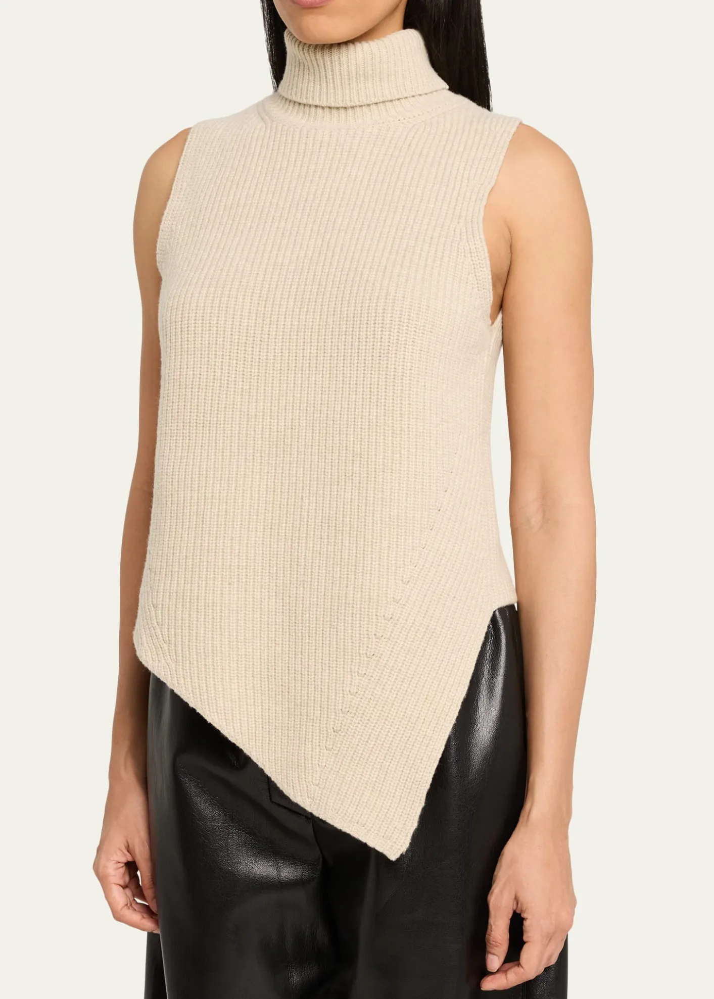 NanushkaFennec Sleeveless Asymmetric Turtleneck Sweater