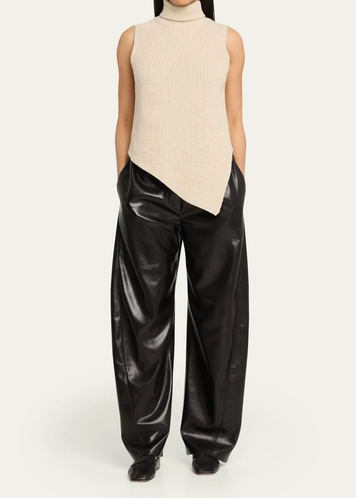 NanushkaFennec Sleeveless Asymmetric Turtleneck Sweater
