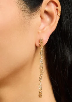 Nickho ReyJulie 14K Gold Vermeil Cubic Zirconia Large Linear Earrings