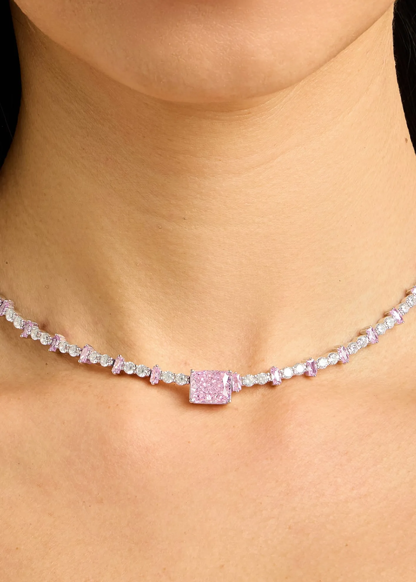 Nickho ReyMilo Rhodium Vermeil Cubic Zirconia Tennis Necklace