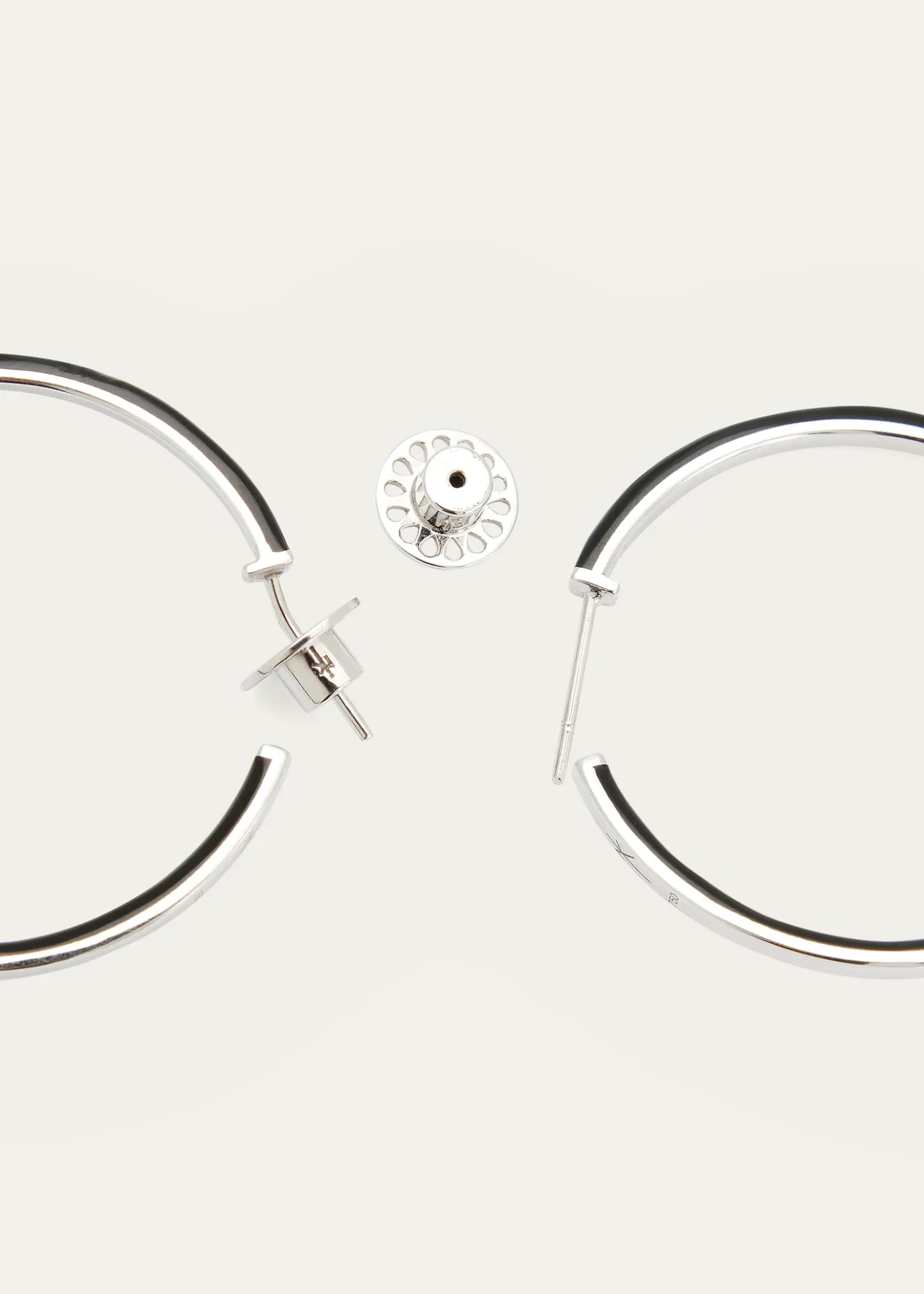 Nikos KoulisOui Black Enamel Hoop Earrings with Pave Ring and Round Diamonds