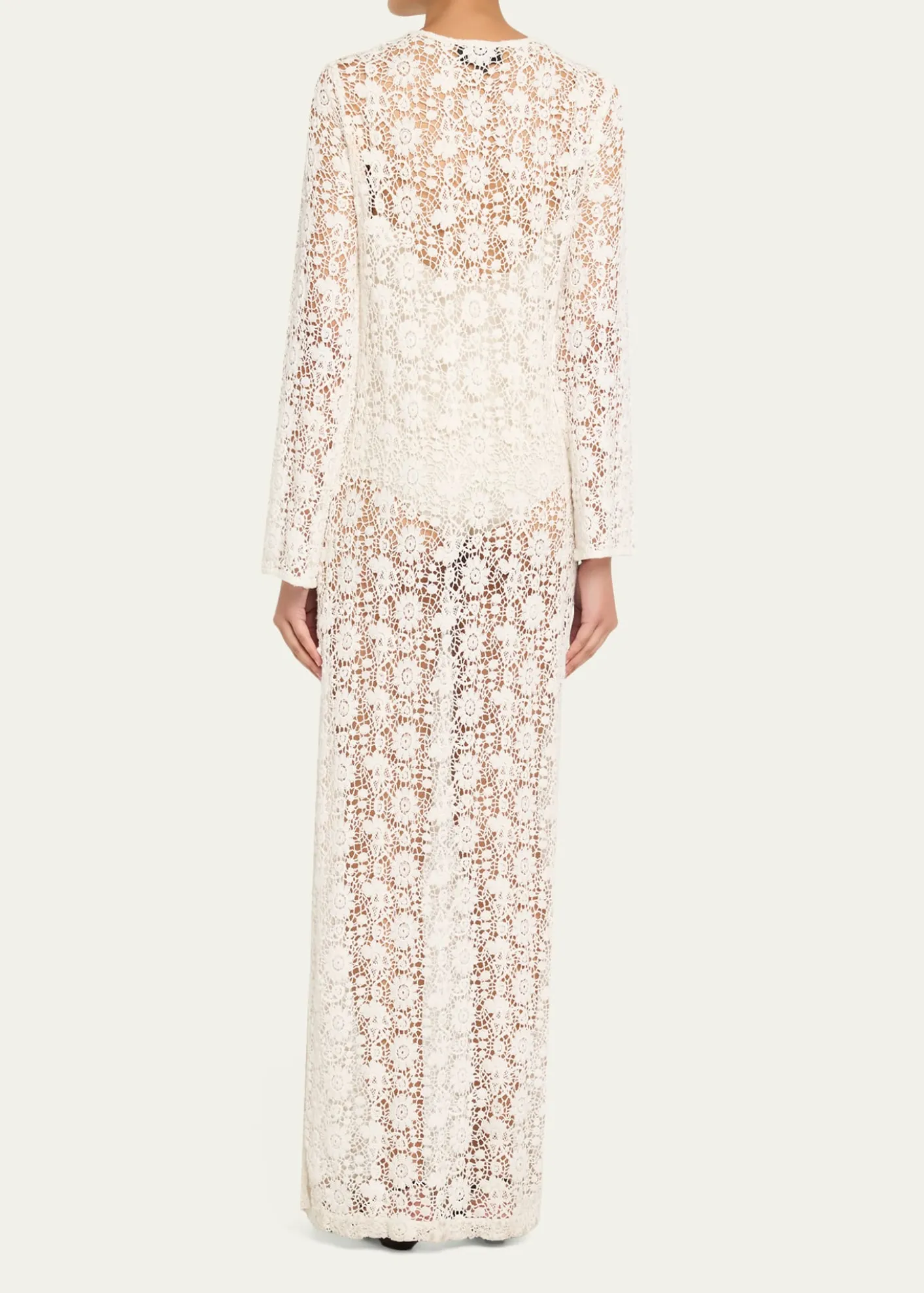 Nili LotanDella Floral Crochet Knit Long-Sleeve Maxi Dress