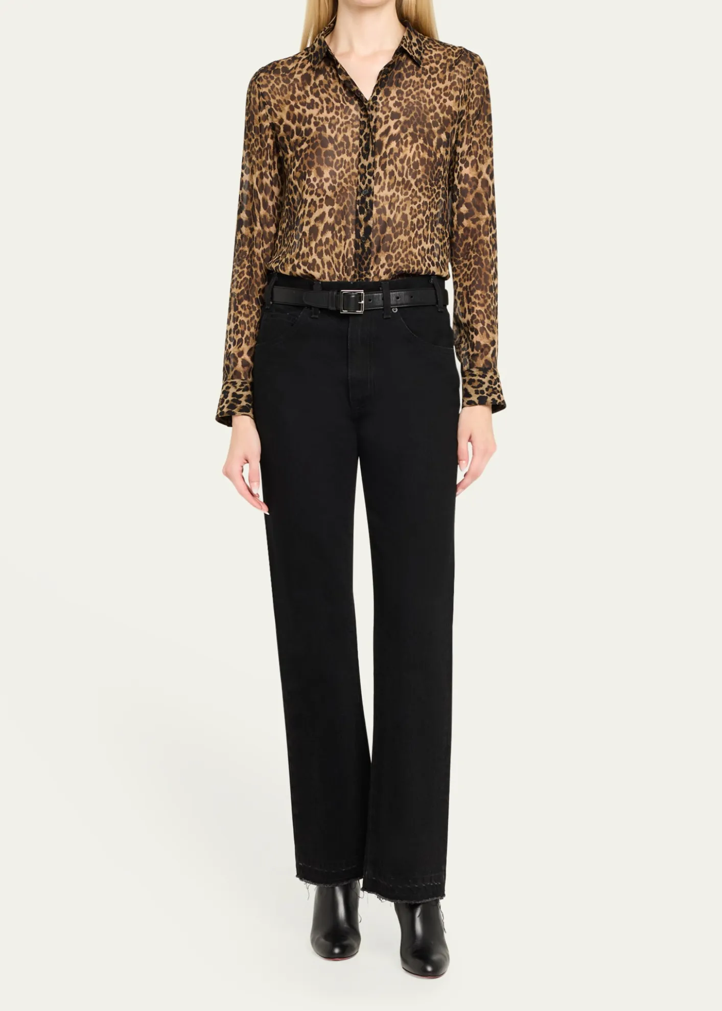 Nili LotanGaia Polka-Dot Silk Slim Button-Down Shirt