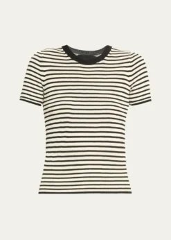Nili LotanHettie Striped Ribbed Silk T-Shirt