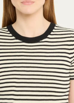Nili LotanHettie Striped Ribbed Silk T-Shirt
