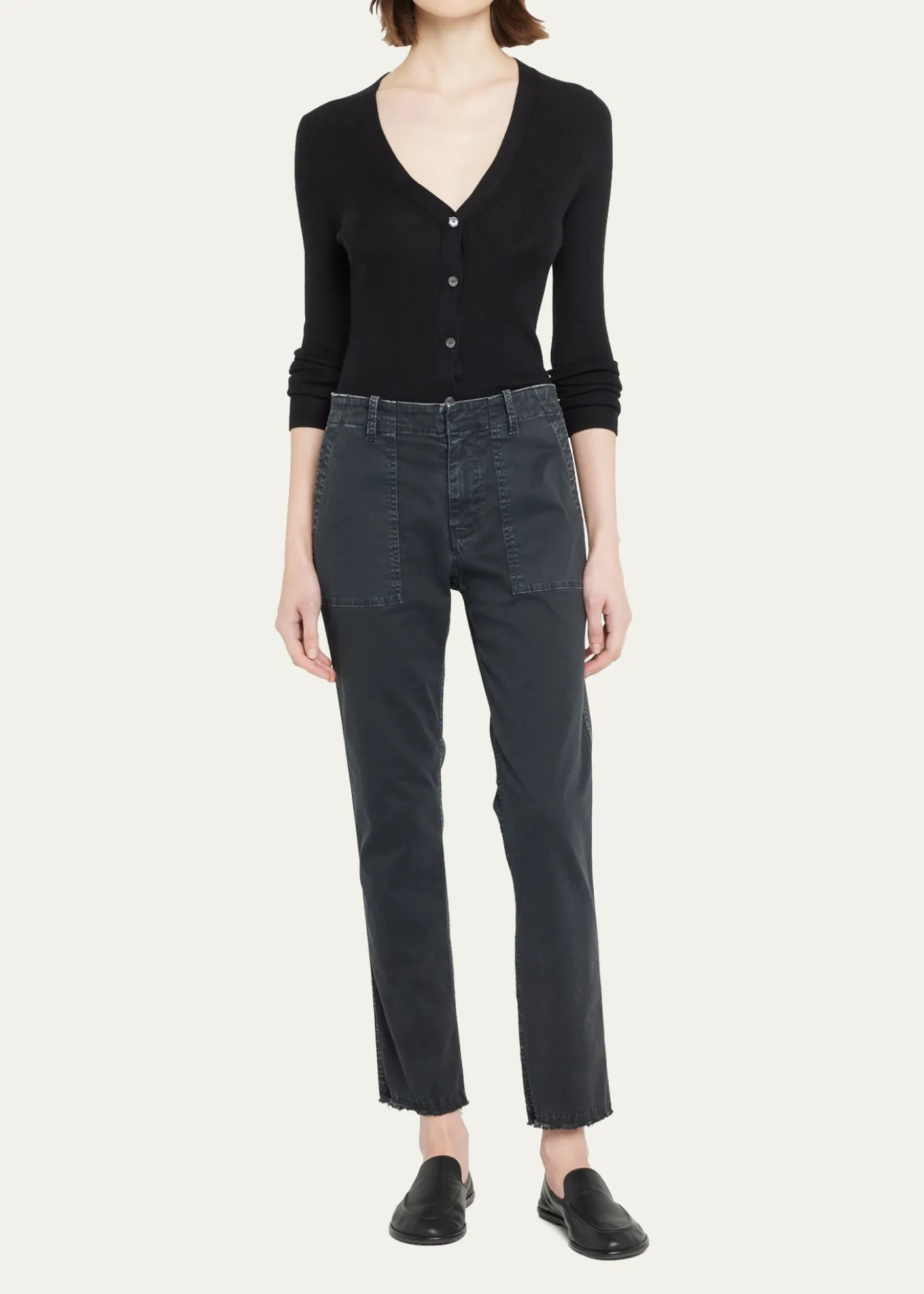 Nili LotanJenna Cropped Raw-Edge Pants