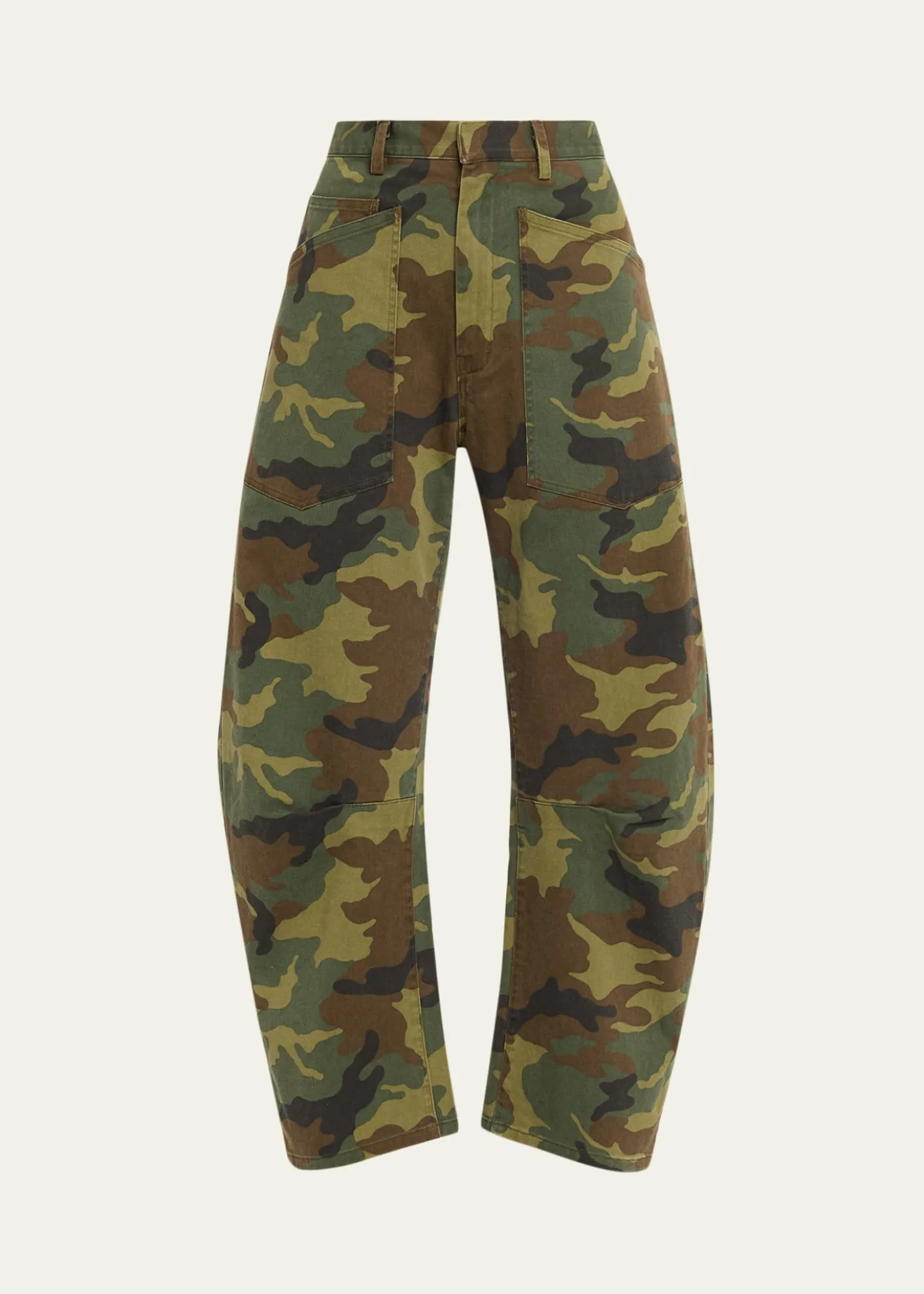 Nili LotanShon Camo-Print Barrel-Leg Ankle Pants