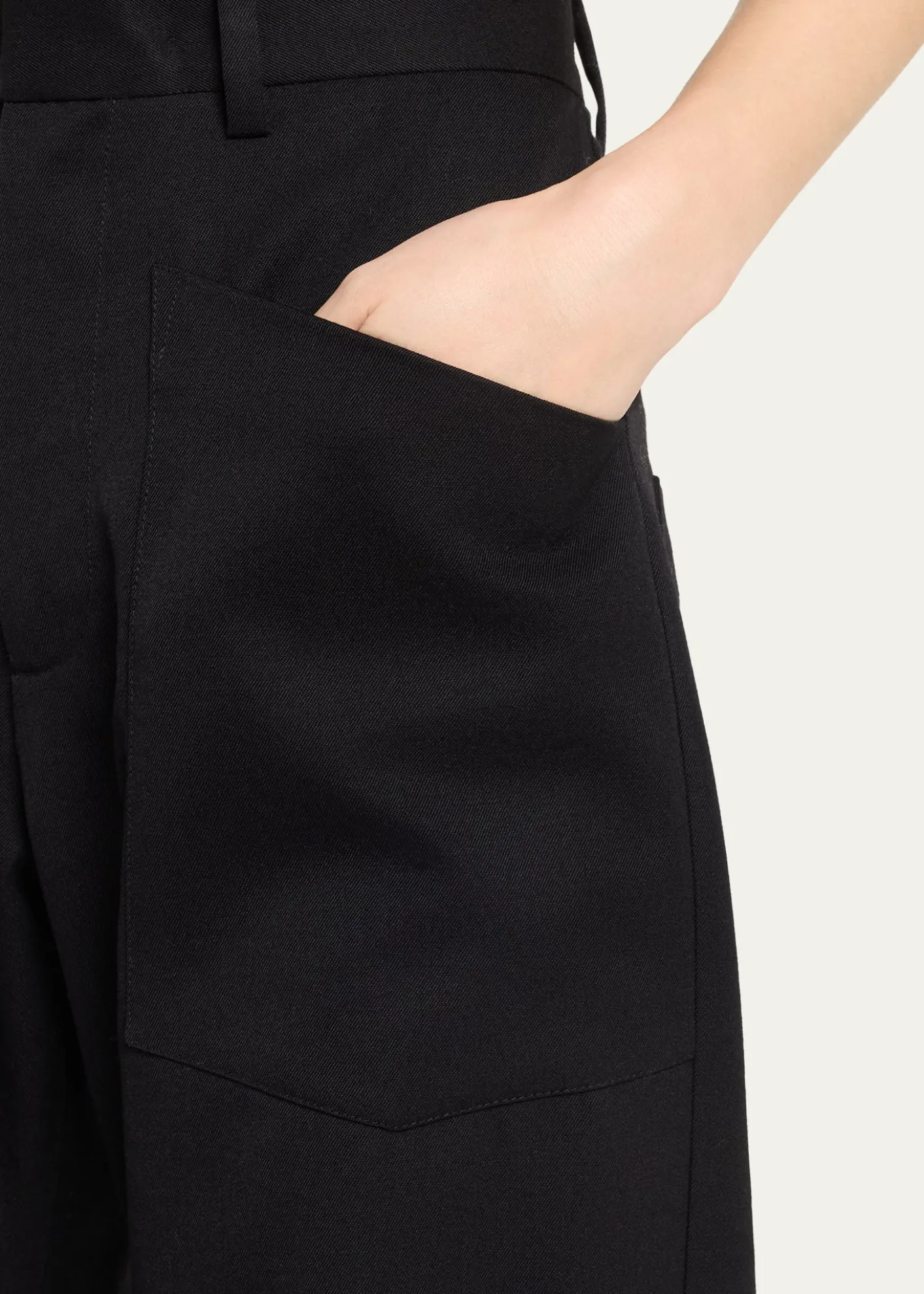 Nili LotanShon Wool Barrel-Leg Ankle Pants