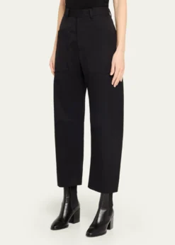 Nili LotanShon Wool Barrel-Leg Ankle Pants