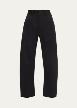 Nili LotanShon Wool Barrel-Leg Ankle Pants
