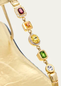 NodaletoEmbellished Metallic Leather Flat Sandals