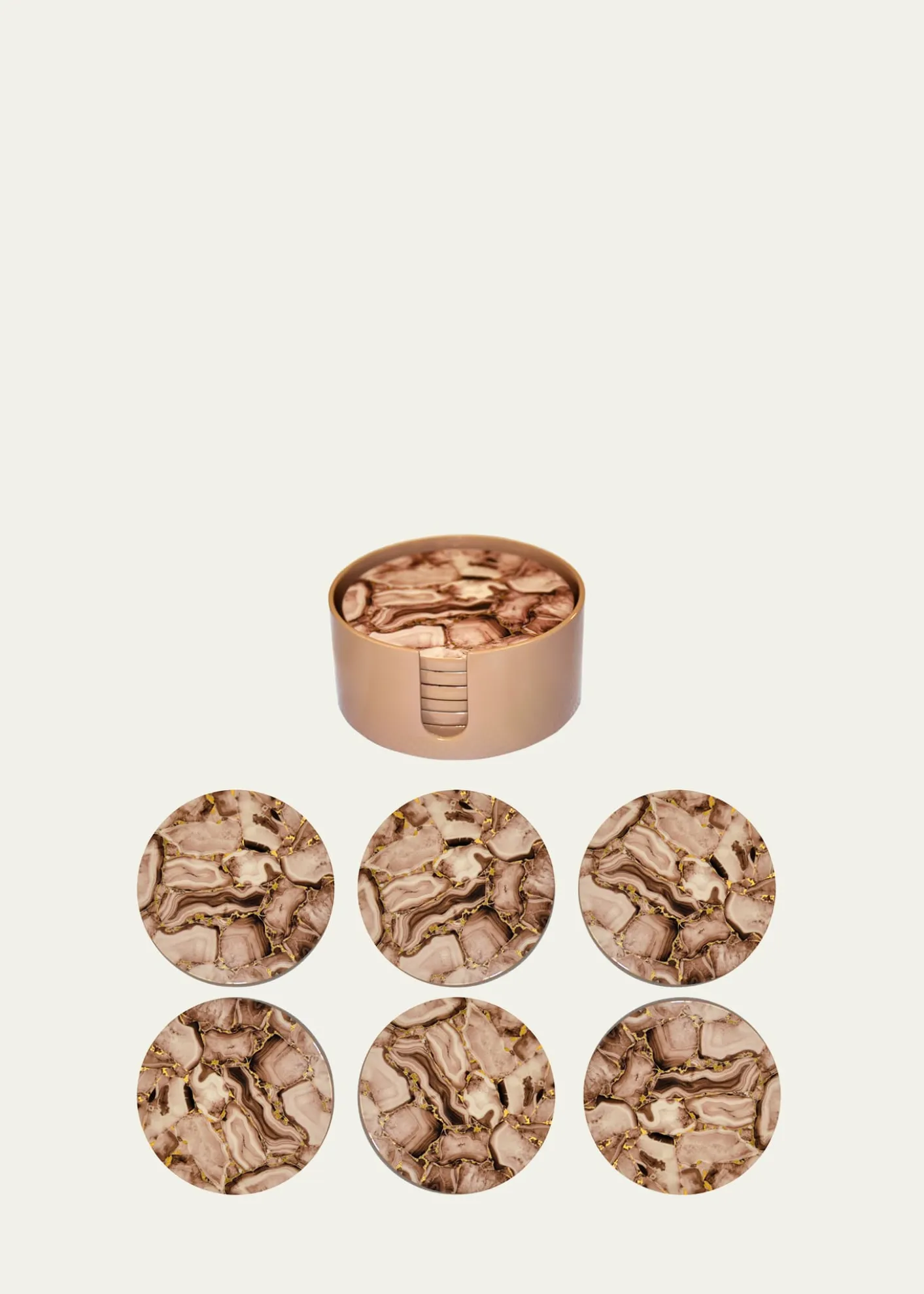 Nomi KBlush Stone Lacquer Round Coasters, Set of 6