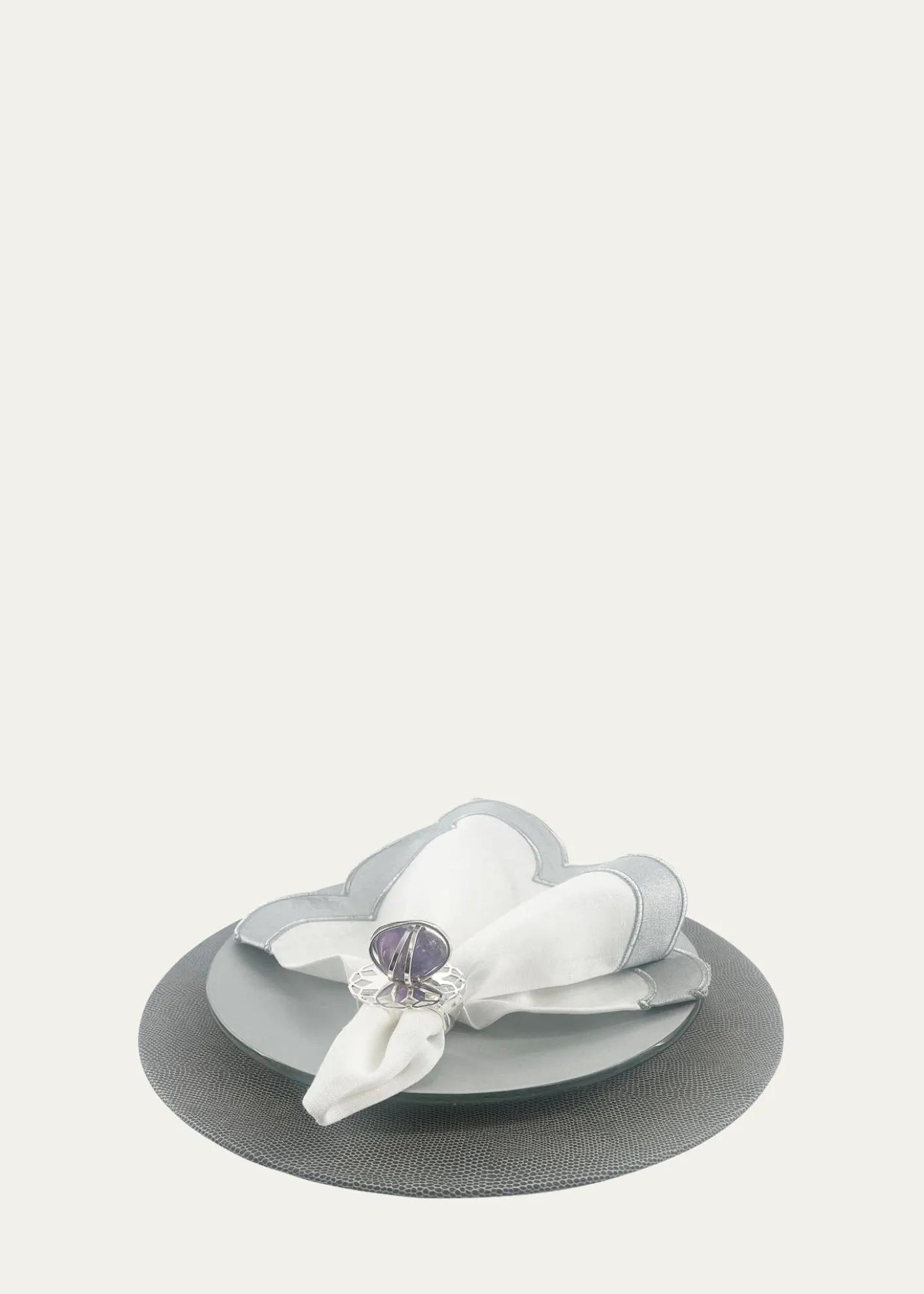 Nomi KEmbossed Vegan Leather Placemat with Silver Butterflies