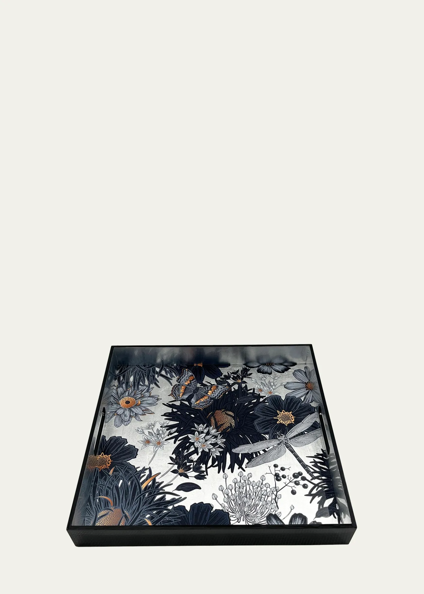 Nomi KSilver Modern Dragonfly Lacquered Tray