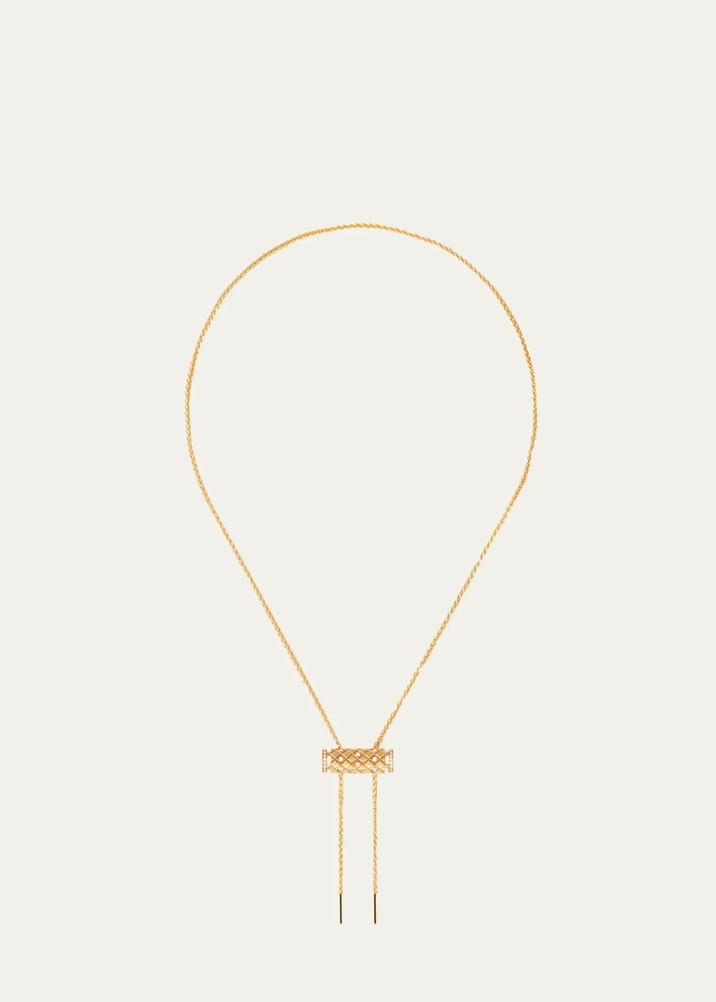 Nouvel Heritage18K Semi Pave Latch Pendant on MM Chain Necklace