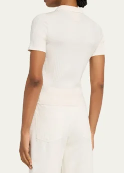 NSF ClothingAlden Snap-Front Variegated Rib Polo
