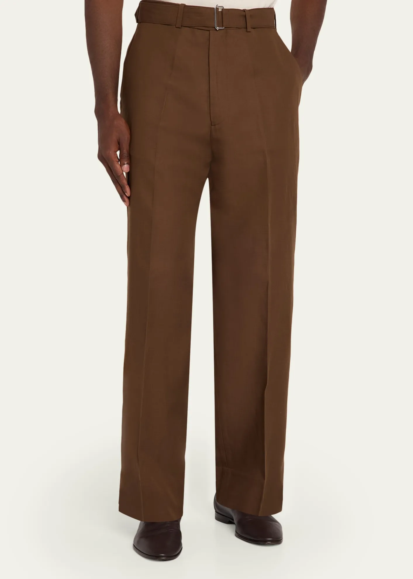 Officine GeneraleMen's Belted Wide-Leg Trousers